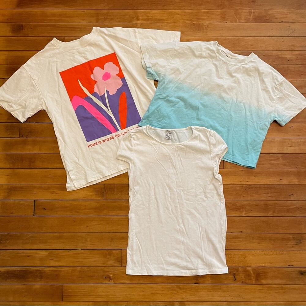 Zara White Short Sleeve Graphic Tee Bundle